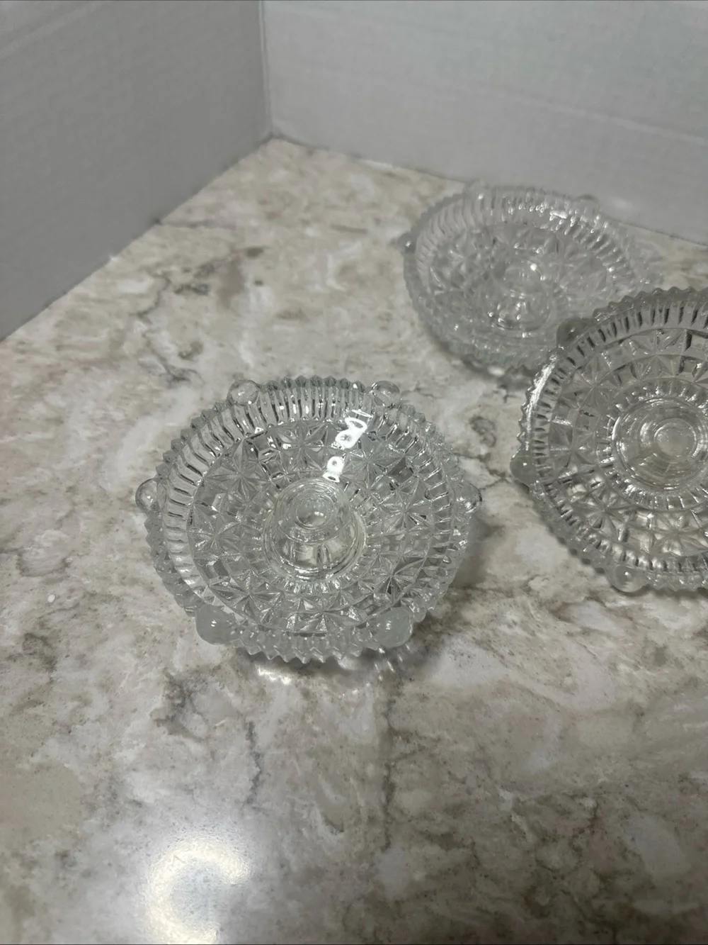 Clear Pressed Glass Candle Holder